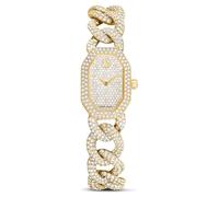 Montre Dextera chain, Fabriqué en Suisse, Bracelet en cristal, Ton doré, Finition ton doré OS