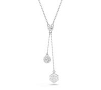 Swarovski Dextera Collier avec pendentif rond en Y plaqué rhodium avec sphère et cube pour femme Blanc, 61-67 cm Length, Cristal, Cristal