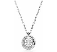 Swarovski Collier femme Dextera, pendentif rond, anneau blanc, cristaux Zirconia, métal rhodié