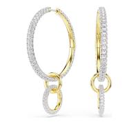Swarovski Anneaux d'oreilles Dextera, Taille ronde, Blanches, Placage de ton or