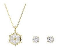 Swarovski Ensemble Magic, composé d'un pendentif et d'une paire de boucles d'oreilles assorties, lot (2), coupe mixte, flocon de neige, blanc, finition or 18 carats