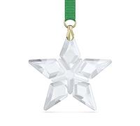 Swarovski Édition annuelle 2023 Petite étoile décorative avec Ruban Vert et Accents Finis dorés, Fait Partie de la Collection Swarovski Annual Edition