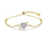 Swarovski Bracelet Idyllia, Tailles variées, Cœur avec flèche, Blanc, Placage de ton or