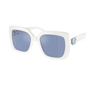 Swarovski Femme SK6001 100355 Lunettes de soleil Acétate Blanc Bleu clair Carré Miroir Miroir