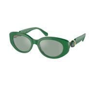 Swarovski Femme SK6002 10079C Lunettes de soleil Acétate Vert Bleu clair Ronde Normale Miroir