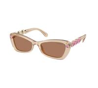 Swarovski Femme SK6033 106673 Lunettes de soleil Acétate Beige Marron Géométrique Normale