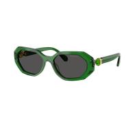 Swarovski Femme Sunglass SK6028 - Couleur du Monture: Transparent Vert, Couleur de Lentille: Gris foncé