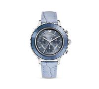 Swarovski Montre Octea Lux Chrono, bracelet en cuir, Bleu, Acier inoxydable