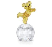 Swarovski Figurine Ourson Kris Vive le Disco, cristaux transparents et jaune