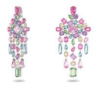 Swarovski Gema Boucles d'oreilles à clip en forme de chandelier extra longues multicolores plaquées rhodium