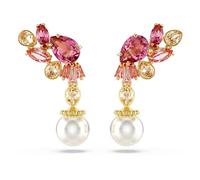 Pendants d'oreilles Gema, Tailles diverses, Crystal pearls, Fleur, Rose, Placage de ton or OS