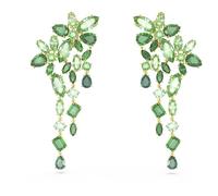 Swarovski Gema Boucles d'oreilles pendantes pour femme, coupe mixte, vert, plaqué or