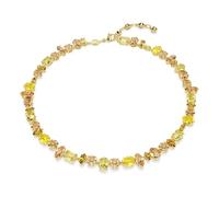 Swarovski Collier Gema – cristaux jaunes et ambrés, tailles variées, serti griffes, placage ton or