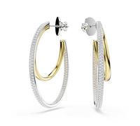 Swarovski Hyperbola Boucles d'oreilles créoles rondes Finition métal Blanc Taille M, 4.6 cm x 0.8 cm, Cristal, Cristaux