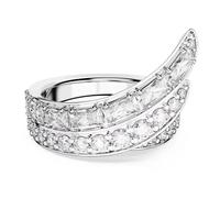 Bague cocktail Hyperbola, Tailles variées, Deux bandes, Blanche, Métal rhodié 58