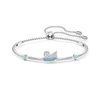 Swarovski Iconic Swan Bracelet bleu rhodié, 24cm, Métal précieux, Non applicable