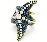 Swarovski Idyllia Bague de cocktail en forme d'étoile de mer avec perles de cristal pour femme Plaqué or Taille 52 Multicolore, Cristal, Cristal