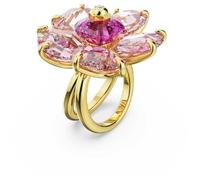 Swarovski Idyllia - Bague de cocktail pour femme - Plaqué or - Fleur - Rose - Cristal - Oxyde de zirconium - Cristal - Oxyde de zirconium