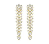 Swarovski Idyllia Boucles d'oreilles pendantes en plaqué or avec cristaux blancs longs avec coupes mixtes