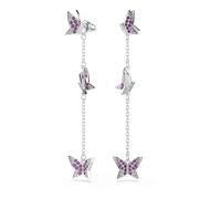 Swarovski Idyllia Boucles D'Oreilles, Taille Ronde, Papillon, Violet, Plaqué Rhodium