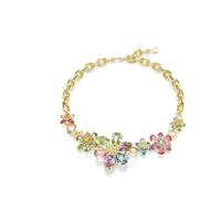 Swarovski Collier Idyllia, Tailles variées, Fleur, Multicolore, Doré à l’or 18 carats (750/1000)