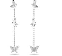 Swarovski Idyllia Lilia Boucles d'oreilles pendantes, Papillon, Longues, Blanches, Plaqué rhodium
