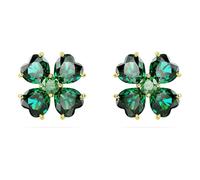 Swarovski Clous d'oreilles Idyllia Femme – Trèfle à quatre feuilles vert – Placage ton or
