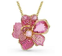 Pendentif et broche Idyllia, Pavé, Fleur, Roses, Placage de ton or OS