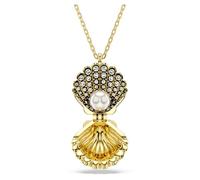 Swarovski Idyllia Pendentif Perle de Cristal Coquillage Blanc Plaqué Or Cristal Finition Or Zircon Pas de Pierre Précieuse 38-45cm Gemme