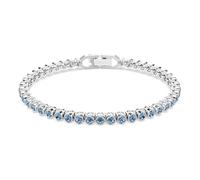 Swarovski Bracelet Tennis Imber, rangée de cristaux Zirconia bleus ronds sertis chaton, métal rhodié