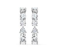 Swarovski Manchettes d’oreilles Tennis Deluxe, boucles d'oreilles en métal rhodié, petites, blanc