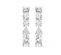 Swarovski Manchettes d’oreilles Tennis Deluxe, boucles d'oreilles en métal rhodié, petites, blanc