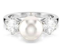 Swarovski Bague cocktail Matrix – Perle de cristal taille ronde blanche – Métal rhodié