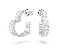 Swarovski Anneaux d'oreilles Matrix – petites, blanches, cœur, taille baguette, métal rhodié