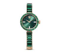 Swarovski Montre-Bracelet Matrix Bangle, Cristal vert baguette, boîtier 25 mm, Champagne doré