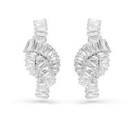 Swarovski Boucles d'oreilles Collection Matrix – nœud, cristaux baguette incolores, métal rhodié