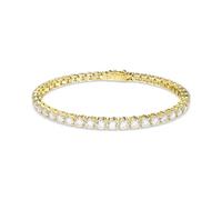 Swarovski Bracelet Matrix Tennis, taille ronde, blanc, placage de ton or