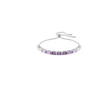 Swarovski Bracelet Tennis Matrix – Cristaux Zirconia baguette violets et incolores – Métal rhodié