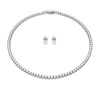 Swarovski Parure de bijoux Matrix Tennis – Taille ronde, Blanc, Métal rhodié