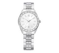 Swarovski Matrix Montre À Date, Swiss Made, Bracelet en Métal, Ton Argent, Acier Inoxydable