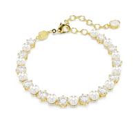Swarovski Bracelet Tennis Matrix – Perle de cristal ronde blanche, Placage de ton or, OS