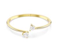 Swarovski Bracelet-jonc de la collection Mesmera, pavé de cristaux incolores et deux Zirconia taille cœur, placage ton or, taille L