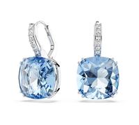 Swarovski Millenia Boucles D'Oreilles Pendantes, Taille Coussin, Bleu, Plaqué Rhodium