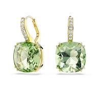 Swarovski Millenia Boucles D'Oreilles Pendantes, Taille Coussin, Vert, Finition Dorée 18 Carats