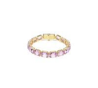 Swarovski Bracelet Millenia, cristaux taille octogone violets, ajustable 17–19 cm, placage ton or