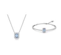 Swarovski Millenia Pendentif & Bracelet, Taille octogonale, Bleu, Plaqué rhodium