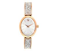 Montre Crystal Rock oval, Fabriqué en Suisse, Bracelet en cristal, Ton or rose, Finition or rose OS