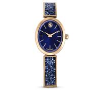 Montre Crystal Rock oval, Fabriqué en Suisse, Bracelet en cristal, Bleues, Finition or rose OS