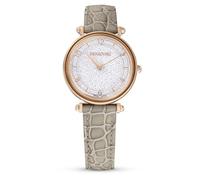 Swarovski Montre Crystalline Wonder avec un bracelet en cuir beige et des finitions or rose