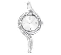 Swarovski Montre Dextera Asymmetric, bracelet en métal, boîtier rond 29 mm, pavé de cristaux sur la moitié de la lunette et du bracelet, fabriquée en Suisse, étanche 50 m, acier inoxydable ton argenté